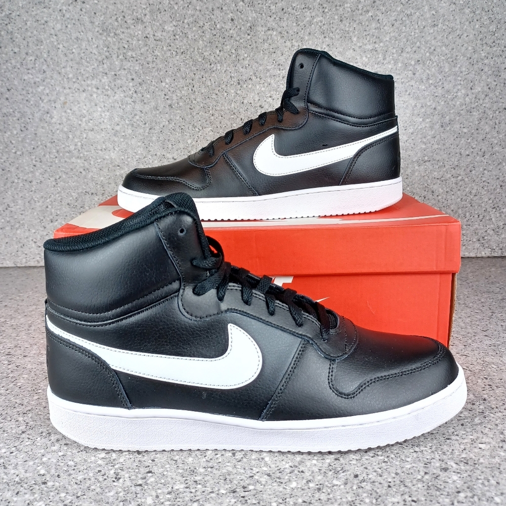 Nike Ebernon Black Mid Sneakers - Men's Size 11 - Brand New with Box Sho…